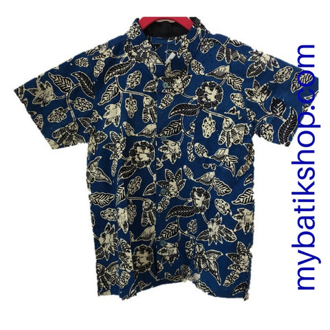 Batik Shirt for Boys Blue Flower Size 4