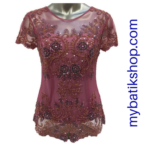 Kebaya Payet Grape Short-sleeves