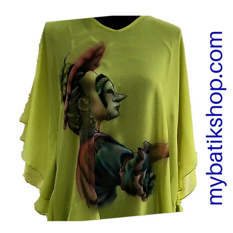 Handpainted Light Yellow Chiffon Blouse Dancer
