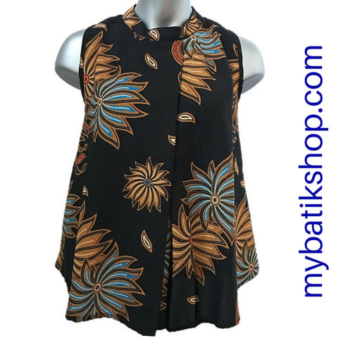 Misses MJ Batik Top Sleeveless Black Bahamas